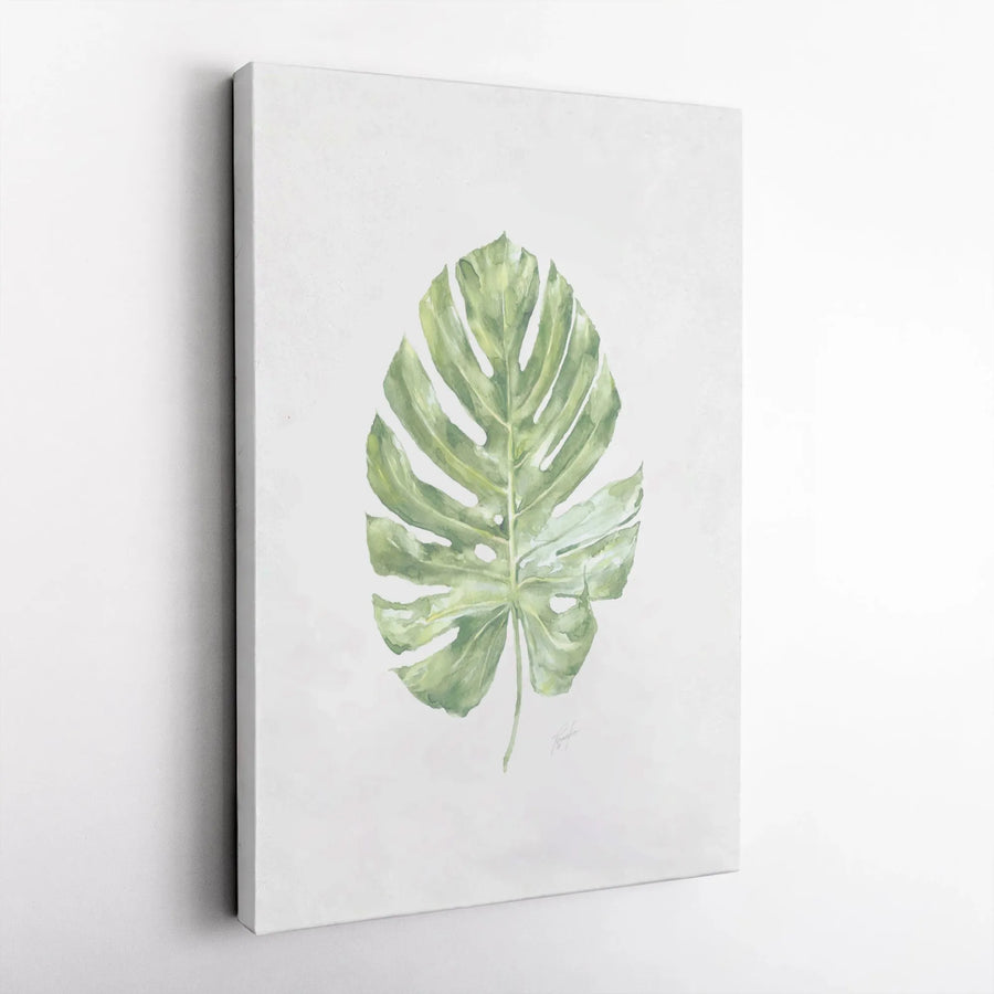 Watercolor Monstera Leaf Canvas Art | Minimalist Botanical Wall Decor | Premium 1.25-Inch Gallery Wrap | Tropical Home Office Gift