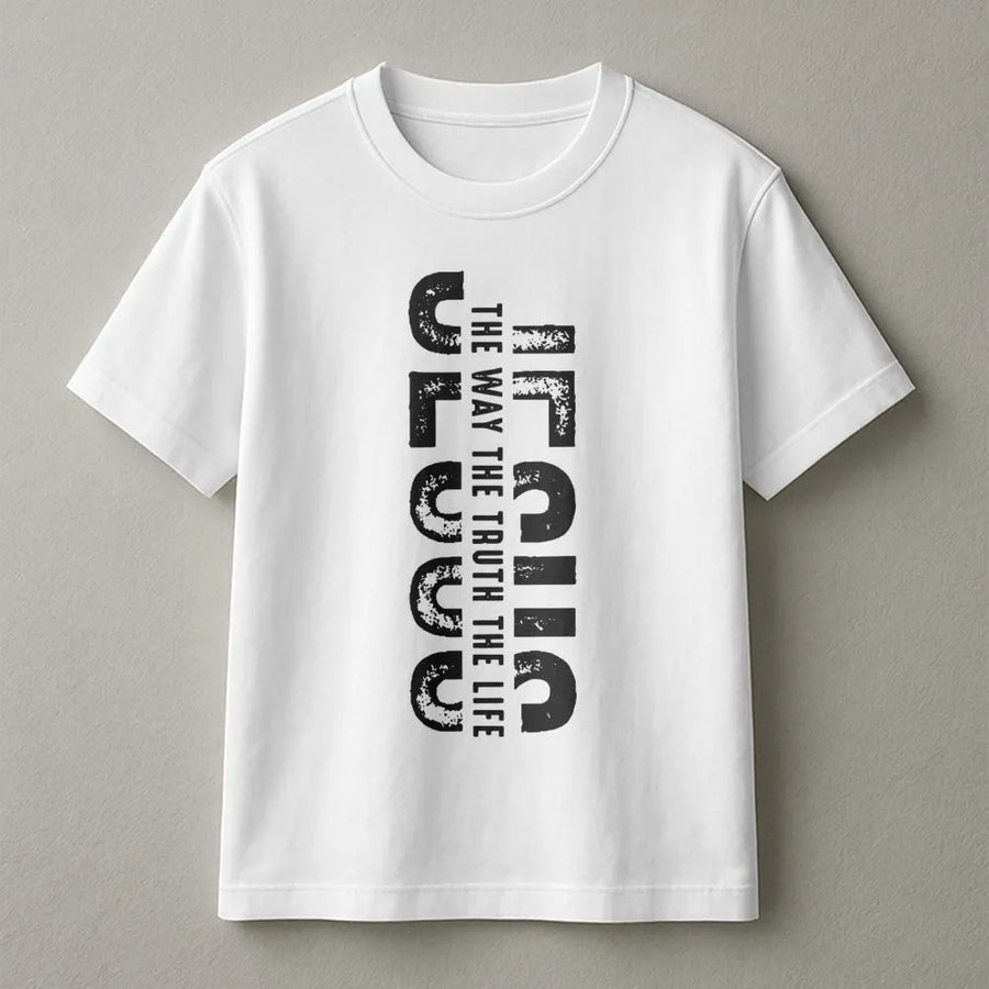 I Am The Way The Truth The Life T-Shirt | Minimalist Vertical Bible Verse Design | Premium Soft Cotton | Christian Faith Apparel Gift