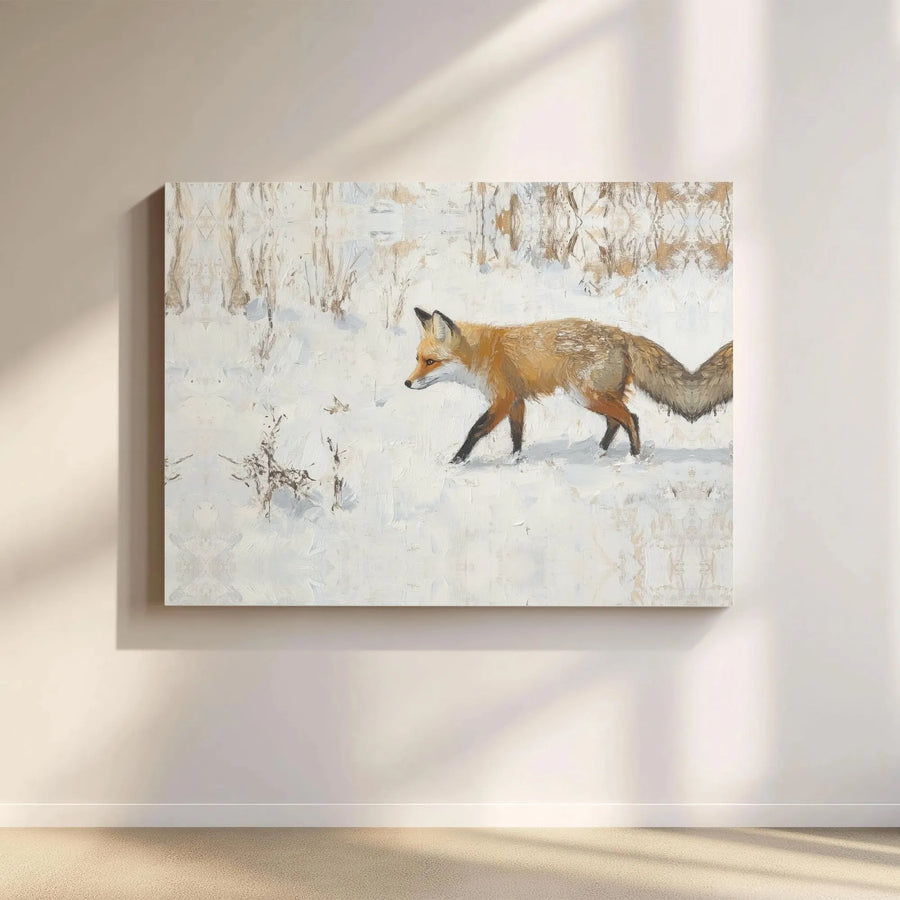 Red Fox Canvas Wall Art | Snowy Winter Wildlife Painting | Premium Gallery Wrap Print | Nature Lover Home Decor Gift