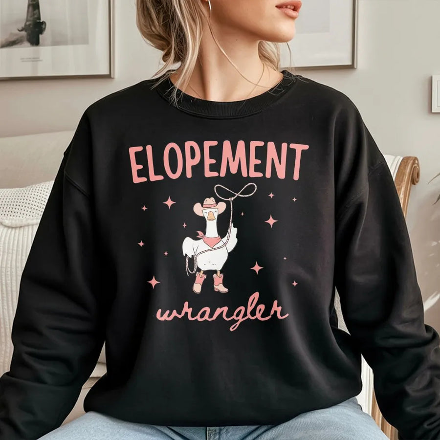 Elopement Wrangler Sweatshirt | Funny ABA Pun Cowboy Goose Sweatshirt | Premium Cotton-Blend | Gift for Behavior Analyst, BCBA, RBT