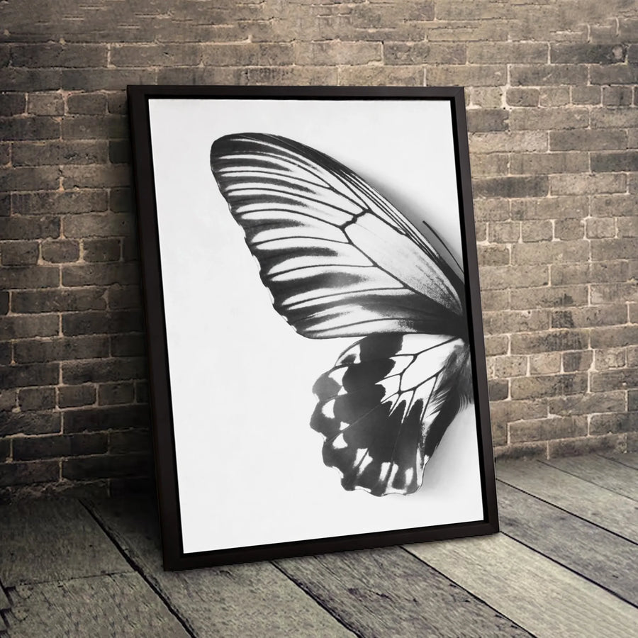 Butterfly Wing Canvas Wall Art | Minimalist Black and White Macro Print | Premium Gallery Wrapped Decor | Modern Nature Home Office Gift