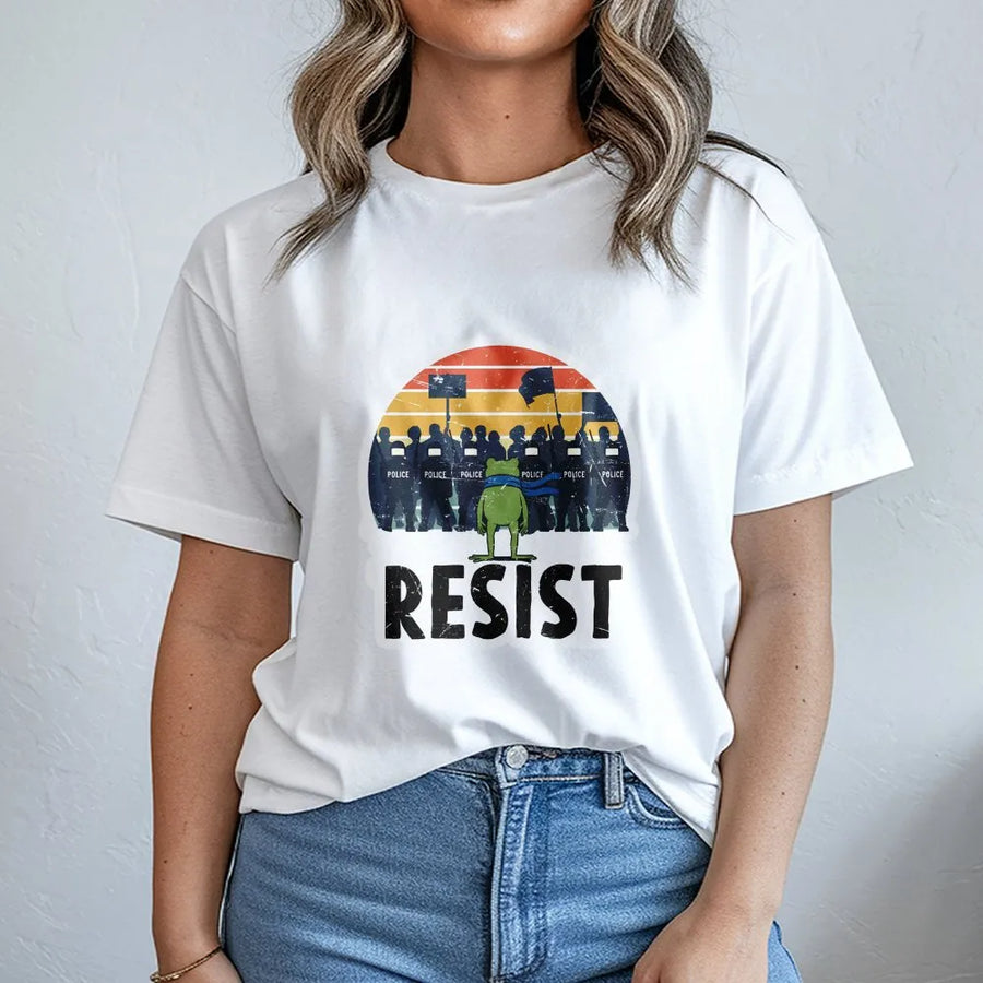 Resist Frog T-Shirt | Retro Protest Graphic Design | Premium Soft Cotton Tee | Activism Gift for Activists and Social Justice Supporters