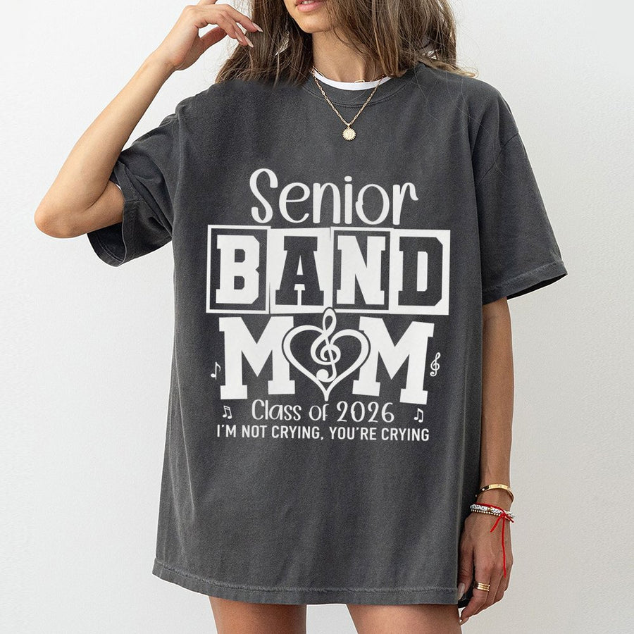 Senior Band Mom Class Of 2026 T-Shirt | Marching Band Graduation Gift | 100% Cotton Premium Apparel | Proud Parent Music Lover Shirt