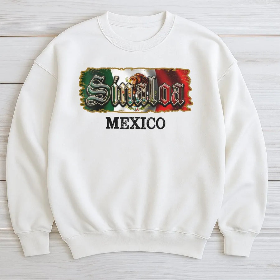 Sinaloa Mexico Sweatshirt | Vintage Distressed Mexican Flag Graphic | Premium Cotton-Blend | Mexican Heritage Pride Gift for Men & Women