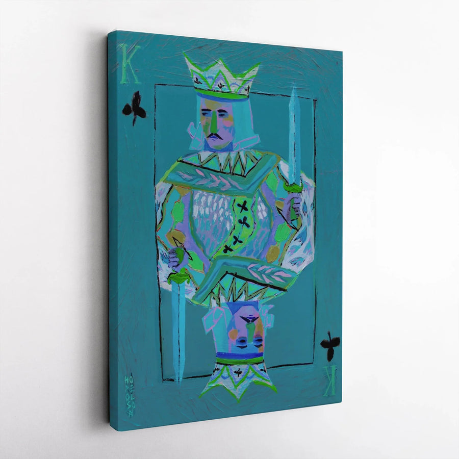 King of Clubs Canvas Wall Art | Abstract Playing Card Print | Premium Gallery Wrapped Canvas | Collector's Game Room & Man Cave Decor