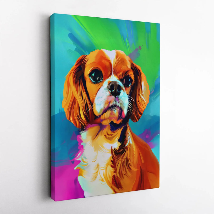 Cavalier King Charles Spaniel Wall Art | Colorful Pop Art Dog Portrait | Premium 1.25" Gallery Canvas | Unique Pet Lover Gift Decor