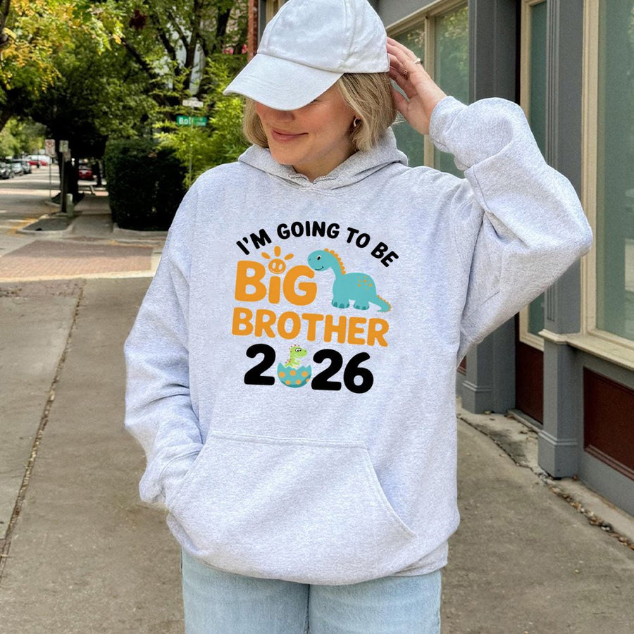 Big Brother 2026 Hoodie | Cute Dinosaur Pregnancy Announcement Design | Premium Cotton-Blend | Unique Gift For New Big Brother