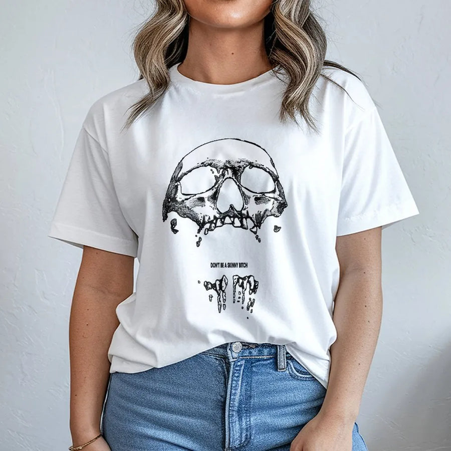 Skull Graphic T-Shirt | Edgy Grunge Skeleton Aesthetic | 100% Cotton Premium Tee | Unique Statement Gift for Alternative Fashion Lovers