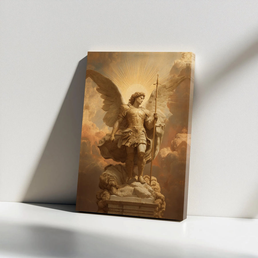 Archangel Michael Canvas Wall Art | Guardian Angel Religious Decor | Premium Fade-Resistant Print | Christian Home Decor Gift