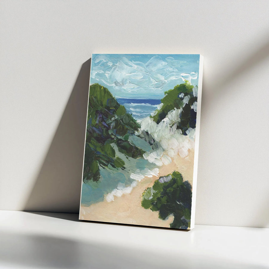 Coastal Dunes Canvas Wall Art | Textured Seascape Painting Print | Premium Gallery Wrapped Canvas | Nautical Home Decor Gift