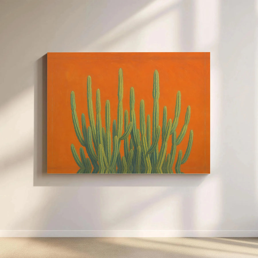 Desert Cactus Wall Art | Mid-Century Modern Botanical Print | 1.25" Premium Gallery Wrapped Canvas | Southwestern Home Decor Gift