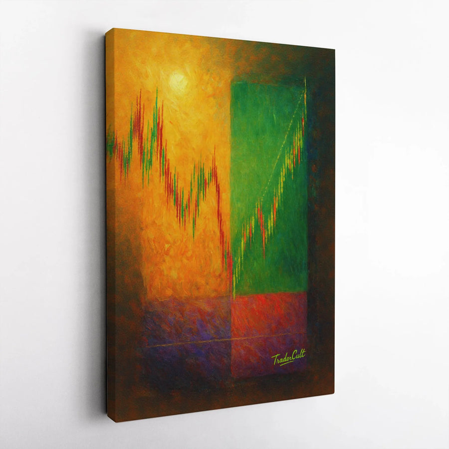 Stock Market Canvas Art | Abstract Bullish and Bearish Candlestick Chart | 1.25 Inch Premium Gallery Wrap | Office Decor Gift for Investors