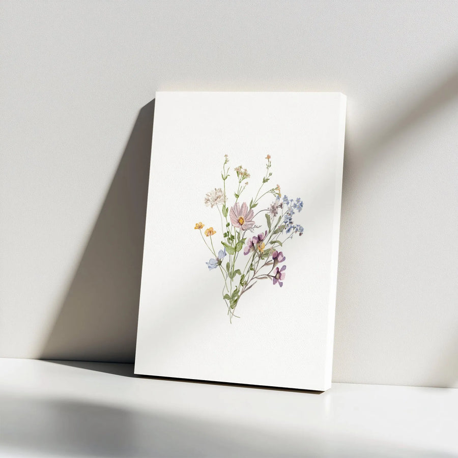 Watercolor Wildflower Bouquet Canvas Art | Botanical Gallery Wrap | Premium Fade-Resistant Print | Minimalist Floral Home Office Wall Decor Gift
