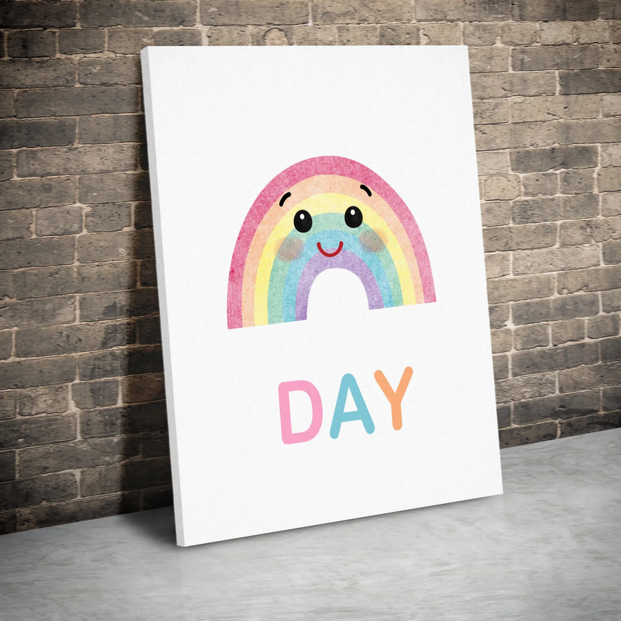 Smiling Rainbow Canvas Wall Art | Cute Pastel Aesthetic Decor | Premium Fade-Resistant Gallery Wrap | Nursery And Kids Room Gift