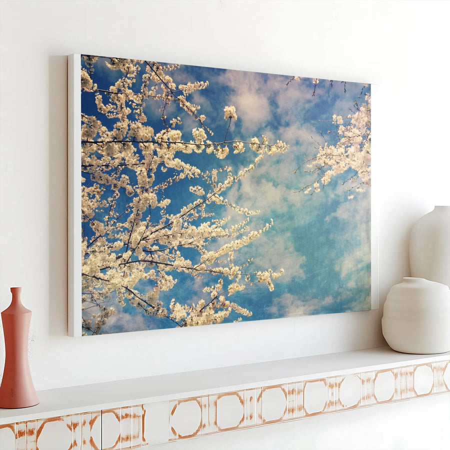 Cherry Blossom Canvas Wall Art | Vintage Cherry Tree Branches Print | Premium Gallery Wrap Canvas | Calming Bedroom Decor Gift