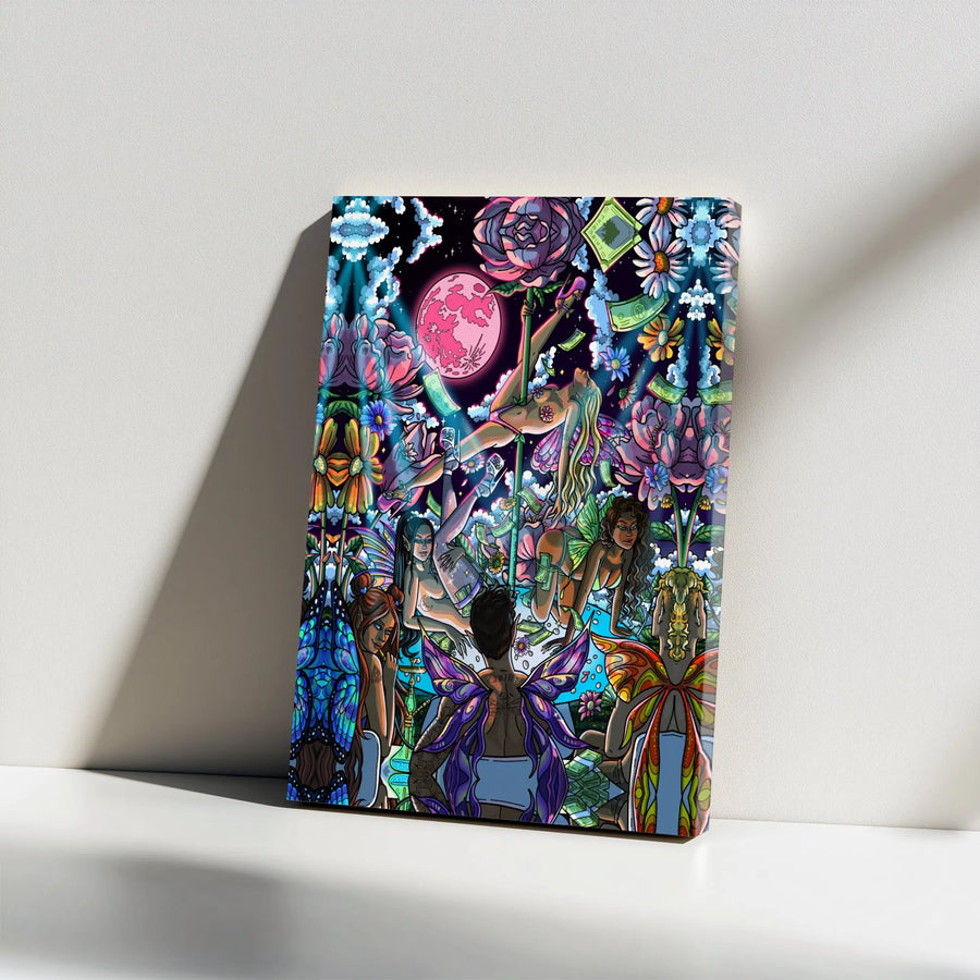 Psychedelic Fairy Canvas Wall Art | Urban Fantasy Pole Dancer Decor | Premium Gallery Wrap Print | Edgy Aesthetic Gift for Bedroom or Studio
