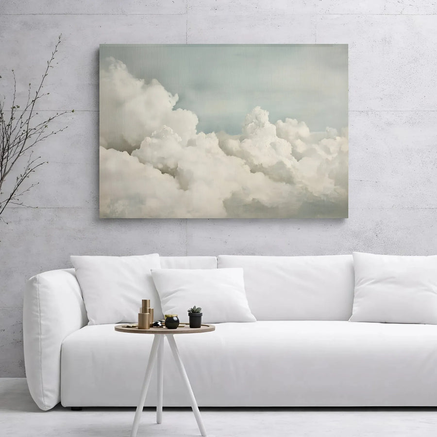 Cloud Canvas Wall Art | Realistic Sky Landscape Painting | Premium Gallery-Wrapped Print | Minimalist Home & Office Decor Gift