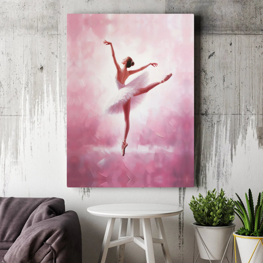Ballerina Canvas Wall Art | Elegant Pink Ballet Dancer Print | Premium Gallery-Wrapped Gallery Quality Decor | Gift for Dancers & Girls Room