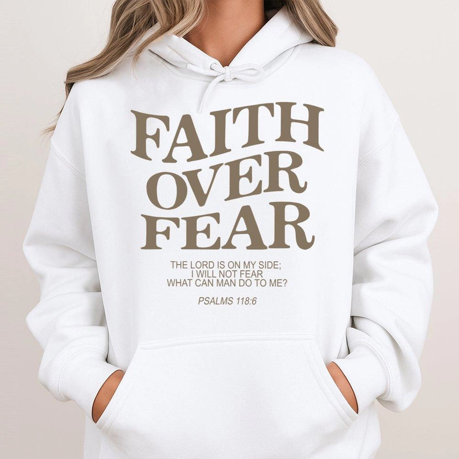 Faith Over Fear Hoodie | Psalms 118:6 Bible Verse Graphic | Premium Cotton-Blend Comfort | Religious Gift for Men and Women