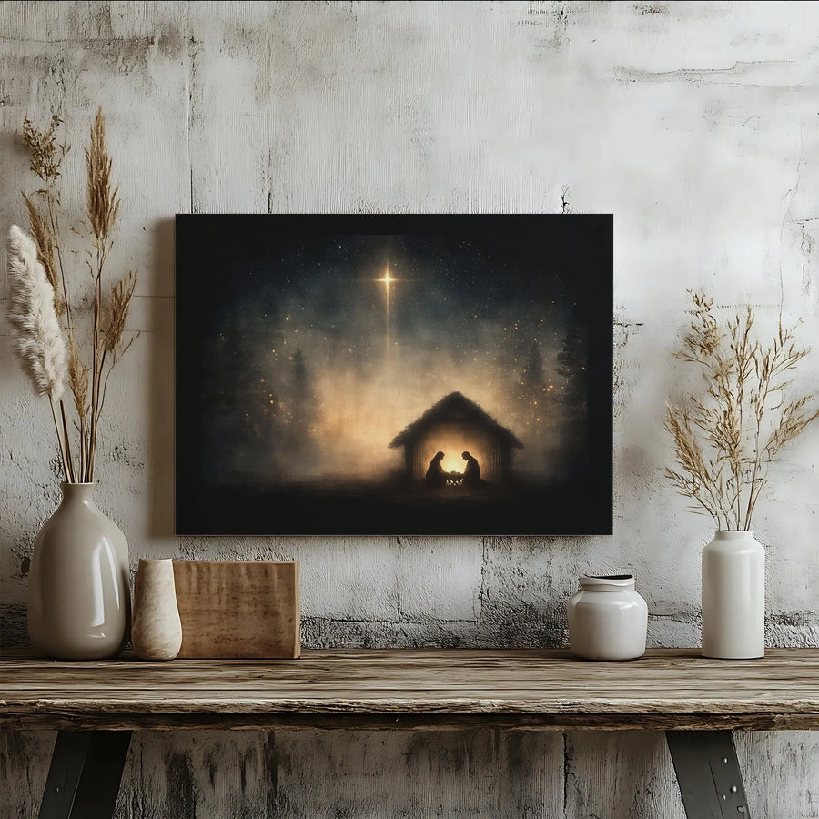 Nativity Scene Canvas Print | Holy Night Bethlehem Star Wall Art | Premium Gallery Wrapped Decor | Religious Christmas Gift for Family Home