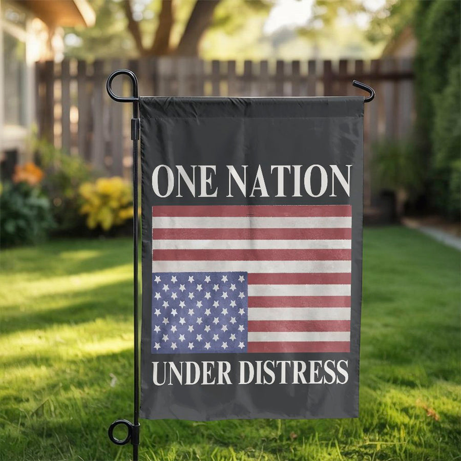 One Nation Under Distress Garden Flag | Upside Down US Flag Patriotic Decor | Weather-Resistant Premium Polyester | Durable Outdoor Yard Sign