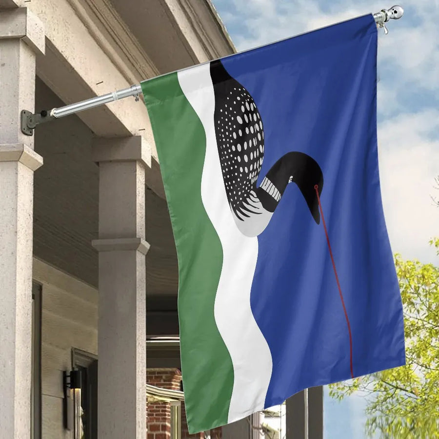 Funny Laser Loon Minnesota Flag | New State Flag Design with Laser Eyes | Double Sided Premium Polyester | Porch & Yard Decor Gift for Minnesotans