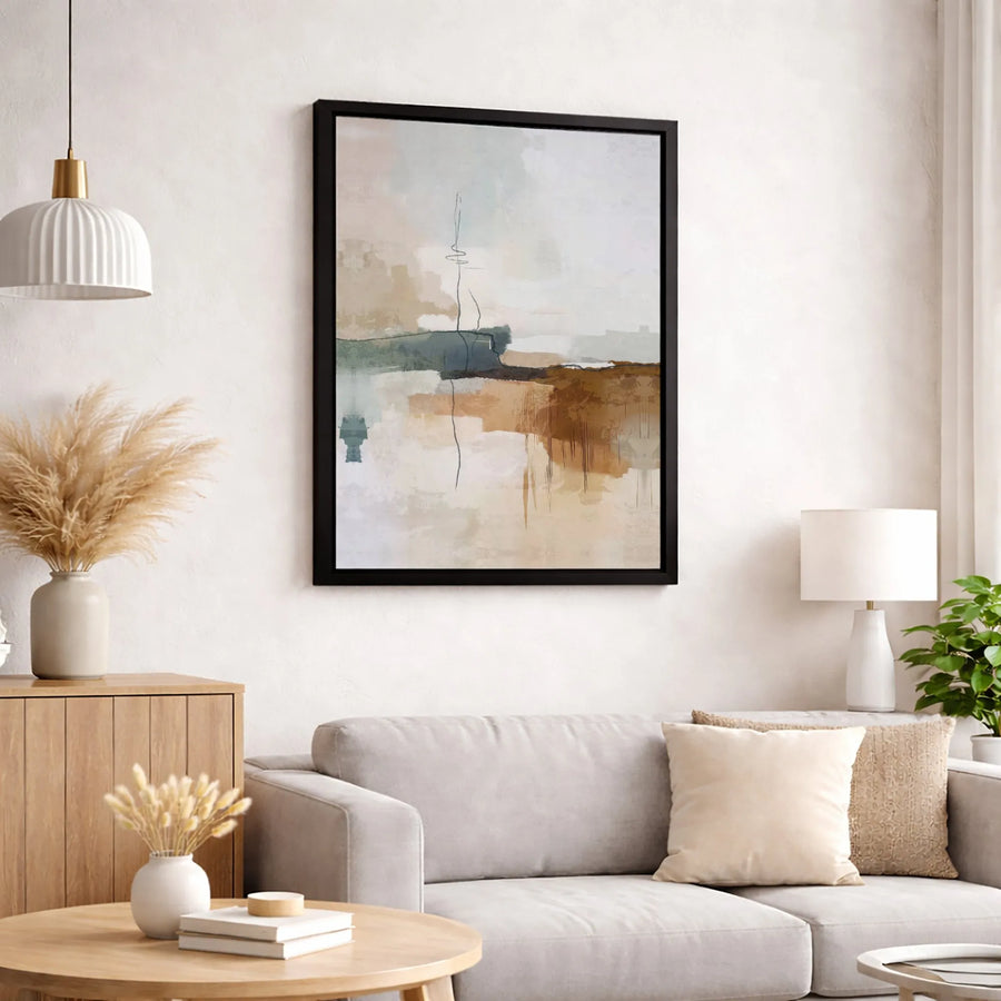 Modern Abstract Landscape Canvas | Beige and Brown Minimalist Wall Art | Premium Gallery-Wrapped Print | Home and Office Decor Gift