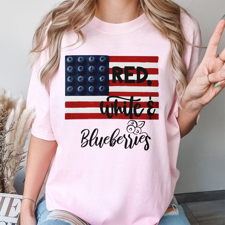 Red White and Blueberries T-Shirt | Patriotic American Flag Fruit Design | 100% Cotton Premium Comfort | Funny 4th of July Gift for Men and Women