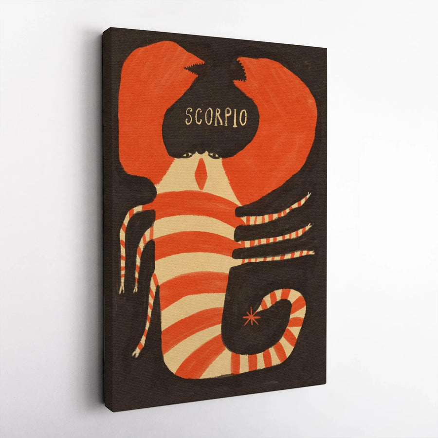 Scorpio Zodiac Canvas Wall Art | Retro Astrology Illustration | Premium Fade-Resistant Print | Spiritual Home Decor Gift