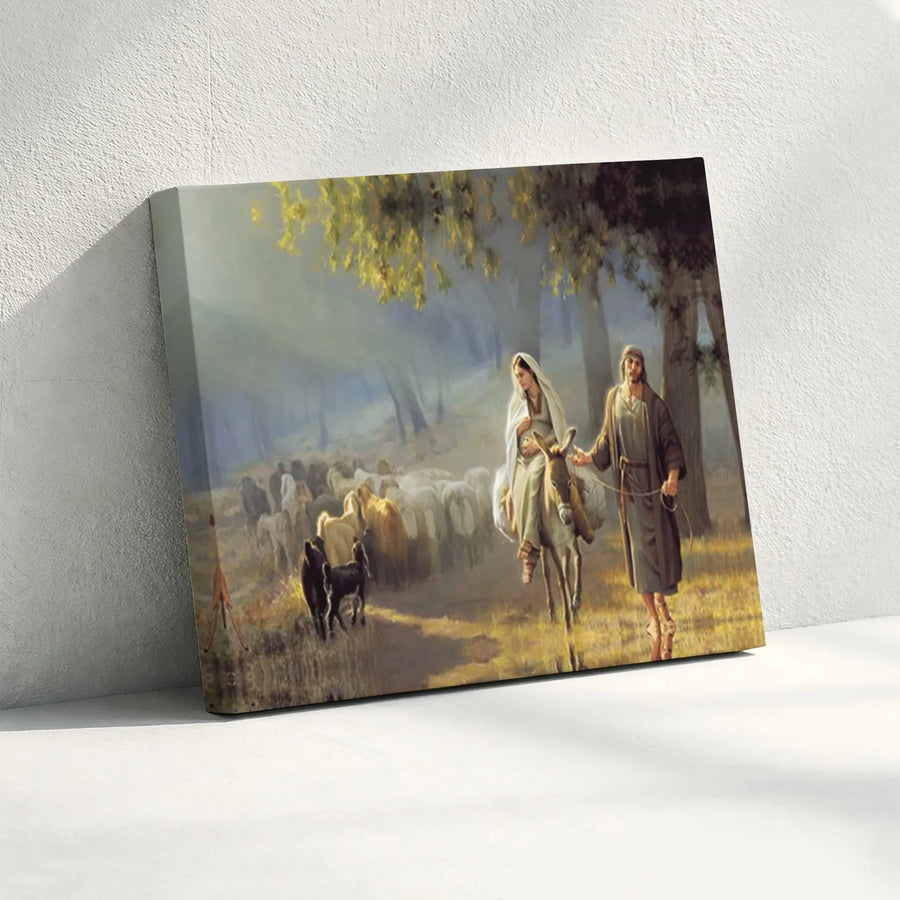 Holy Family Canvas Wall Art | Flight to Egypt Biblical Scene | Premium Gallery-Quality Print | Inspirational Christian Home Decor Gift