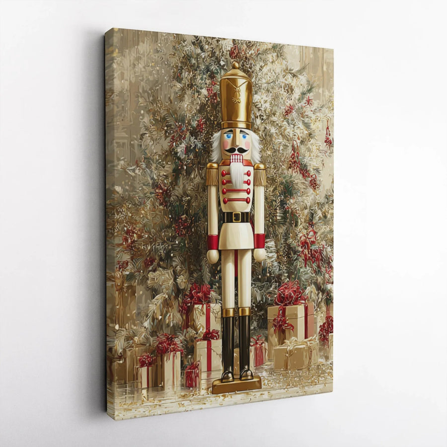 Nutcracker Wall Art Canvas | Vintage Christmas Soldier Print | 1.25 Inch Gallery Wrap | Holiday Home Decor Gift