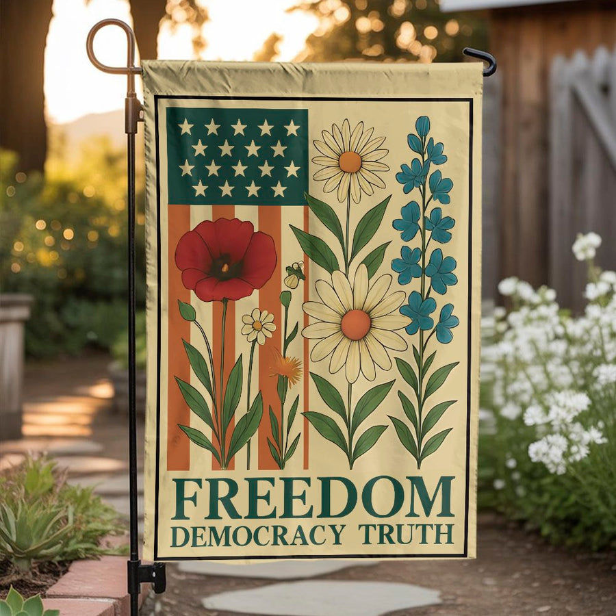 Patriotic Garden Flag | Floral American Flag Design | Premium Weather-Resistant Polyester | Freedom Democracy Truth Yard Decor Gift