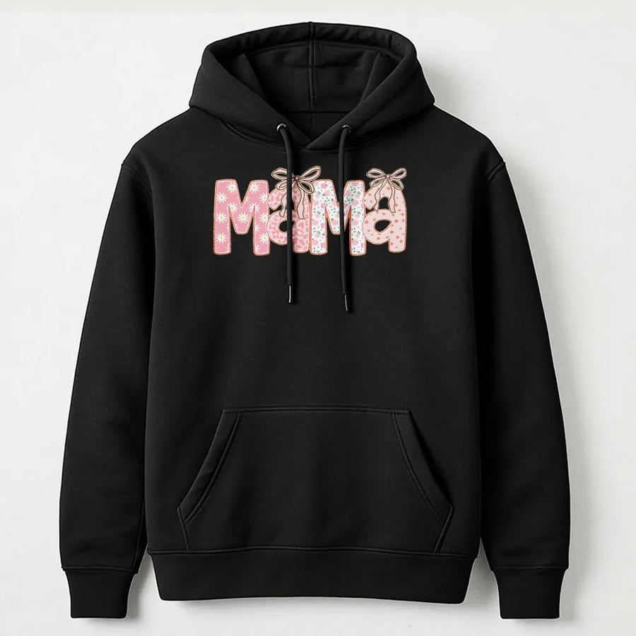 Mama Hoodie | Coquette Bow Floral Graphic | Soft Cotton Blend | Premium Mother's Day 2026 Gift for New Mom