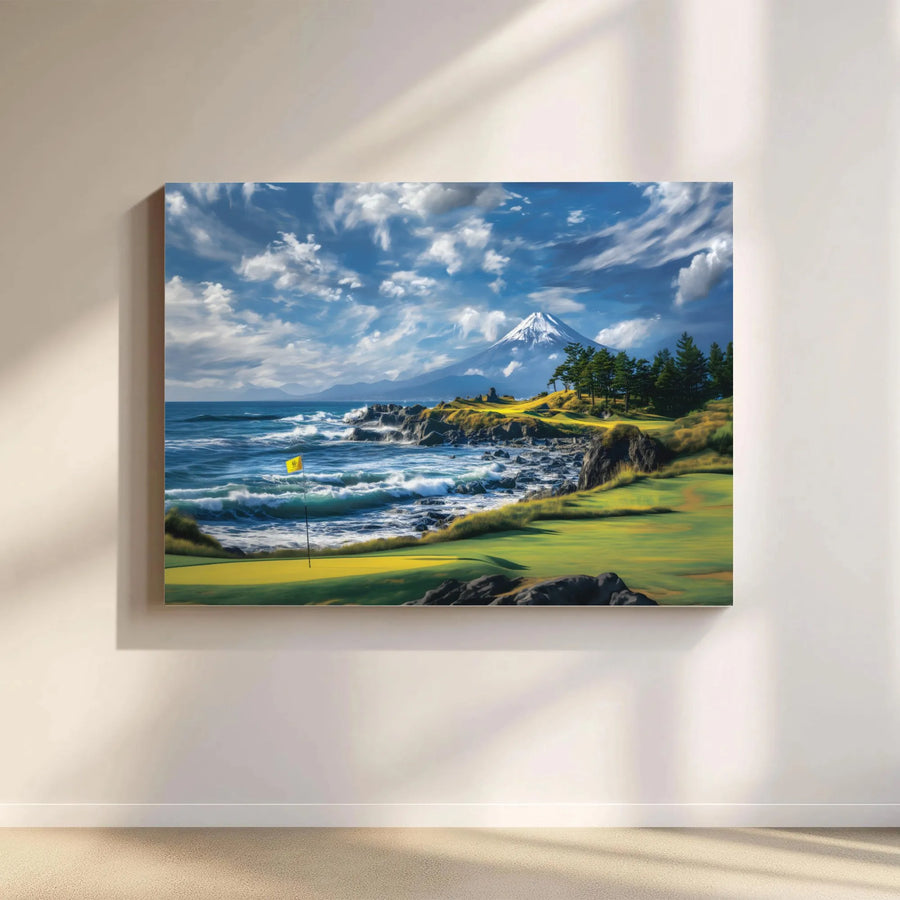 Mount Fuji Golf Course Canvas Print | Oceanfront Landscape Wall Art | Gallery-Quality 1.25" Profile | Premium Gift for Golfers