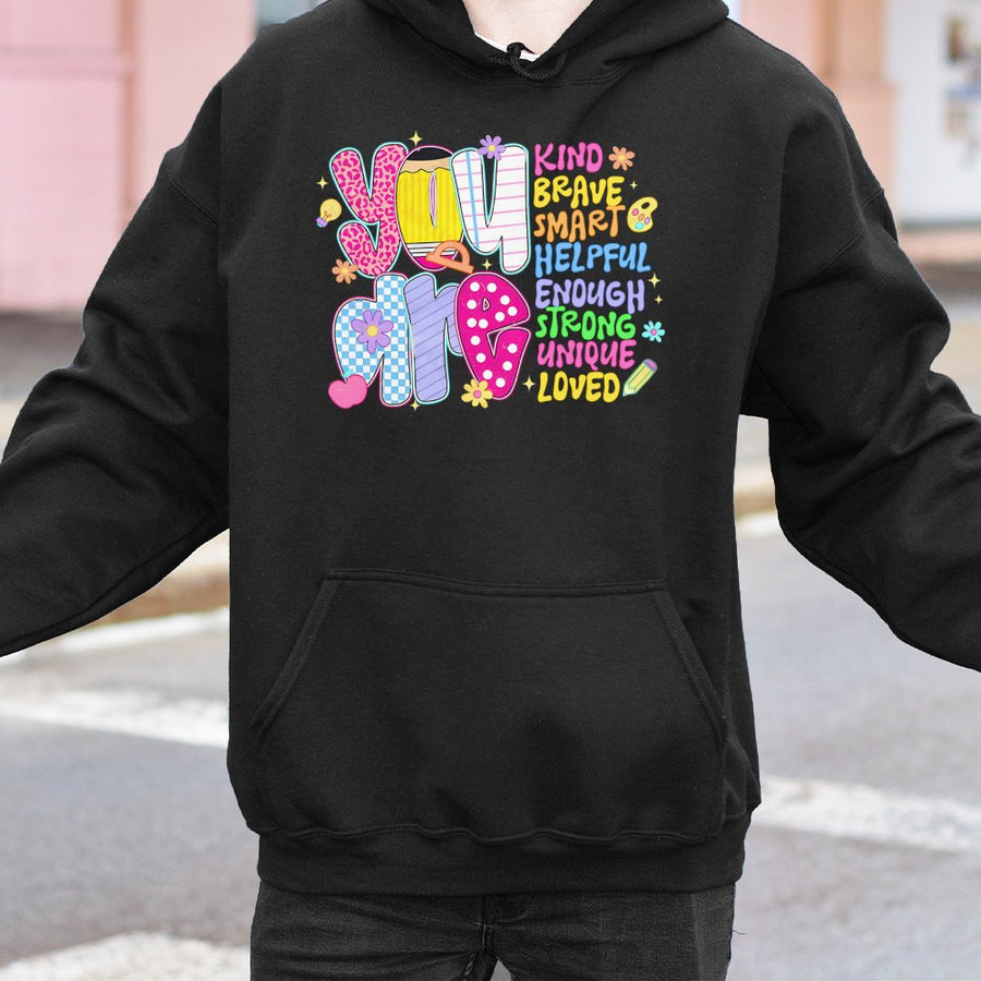 You Are Kind Teacher Hoodie | Positive Affirmation School Design | Cotton-Poly Blend Premium Comfort | Back To School Gift For Educators