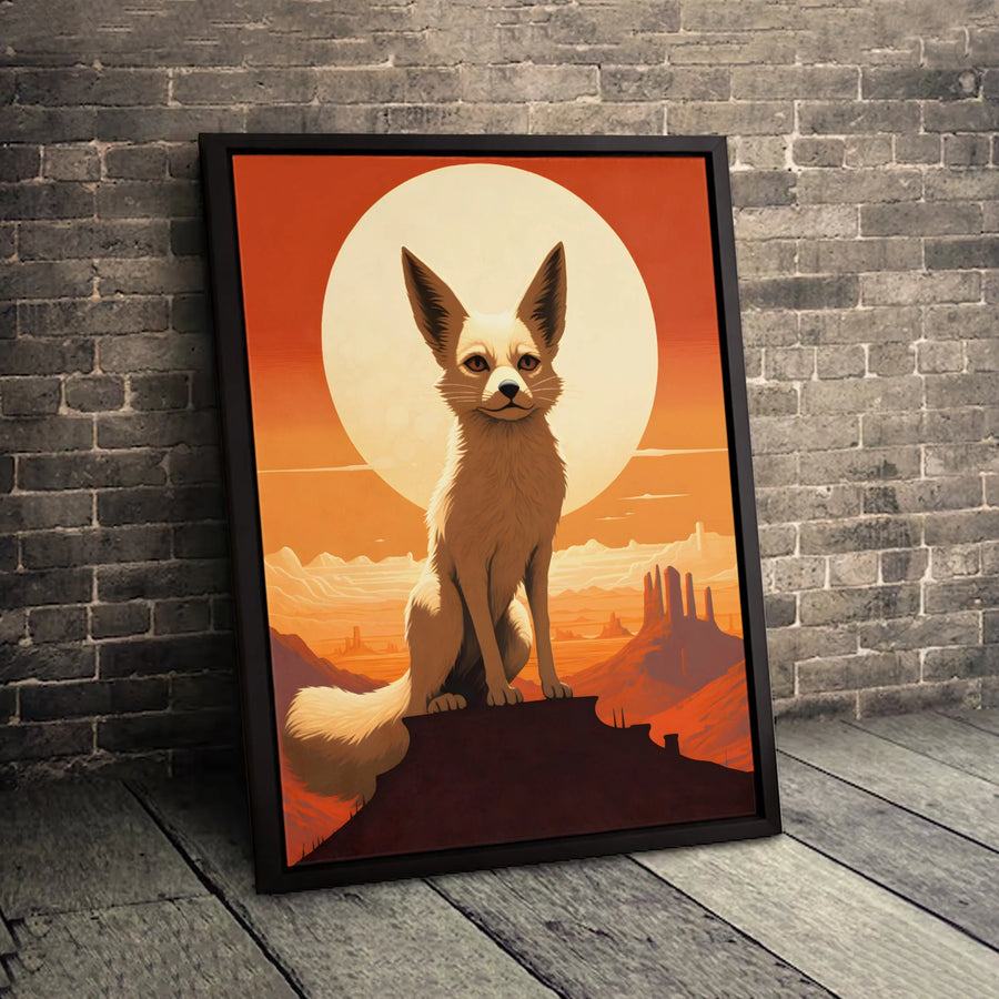 Fennec Fox Wall Art | Desert Sunset Wildlife Canvas Print | 1.25 Inch Gallery Wrap | Animal Lover Home Decor Gift