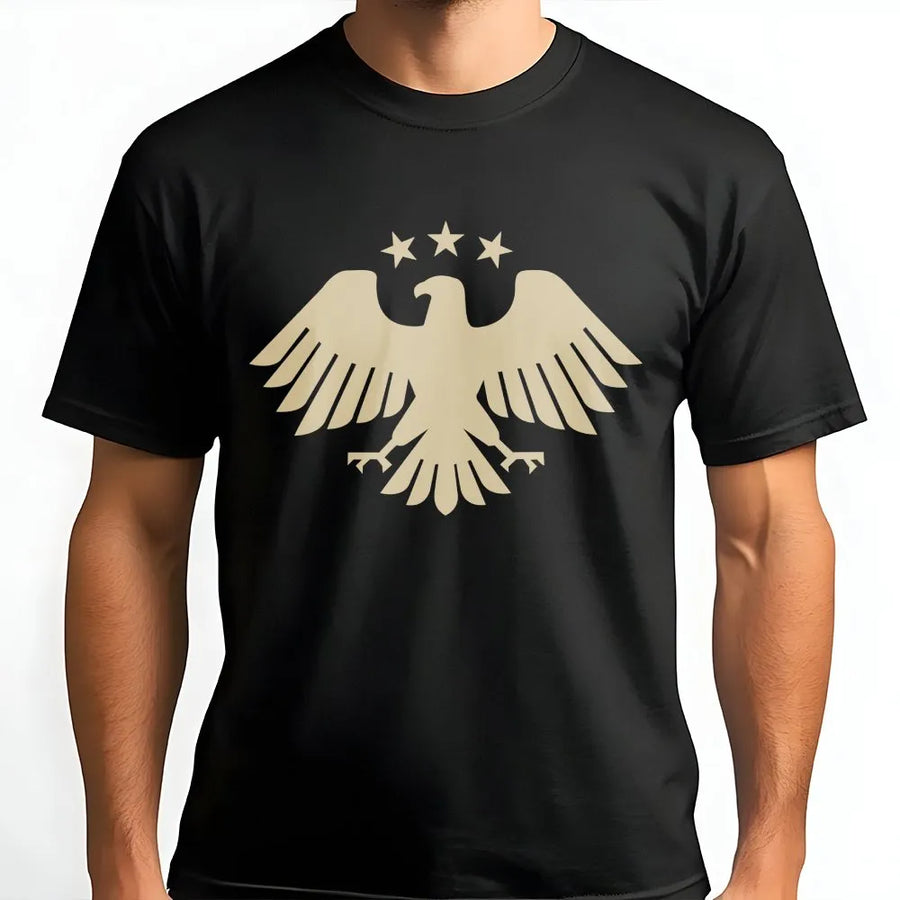 Syrian Eagle Graphic T-Shirt | Minimalist Three Star Emblem Design | Premium 100% Cotton Tee | Patriotic Gift for Syrian Pride Supporter