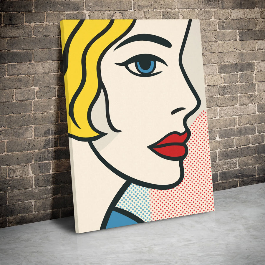 Pop Art Woman Portrait Canvas | Retro Comic Style Wall Decor | Premium 1.25 Inch Gallery Wrap | Modern Home Office Art