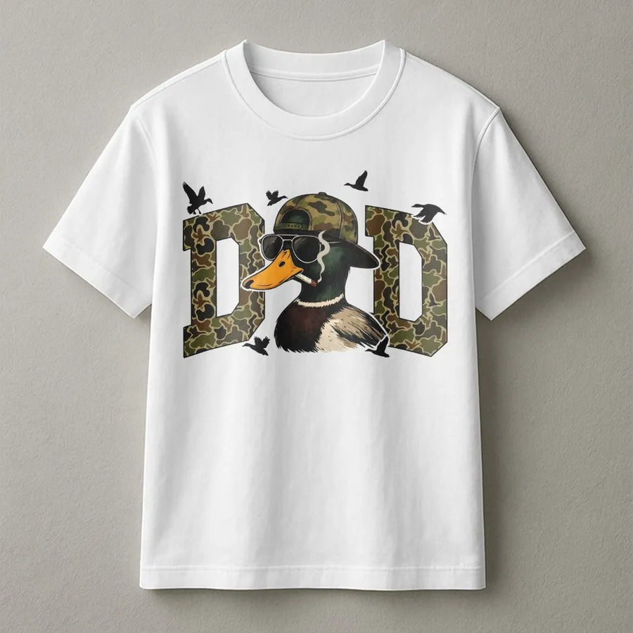 Duck Hunting Dad T-Shirt | Funny Mallard Duck Camo Graphic | Soft Cotton Blend | Gift for Hunter Dad