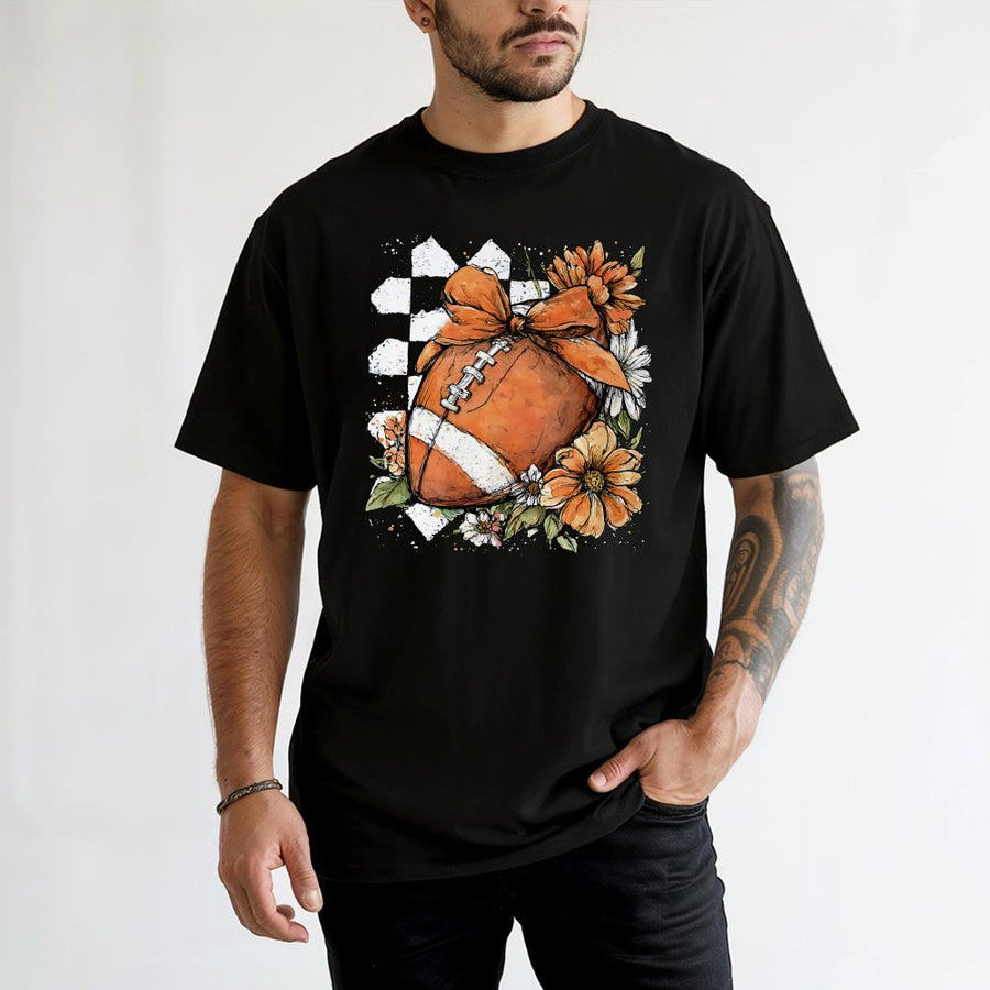 Football Floral T-Shirt | Boho Fall Game Day Graphic | 100% Cotton Premium Tee | Trendy Autumn Gift for Women and Football Fans