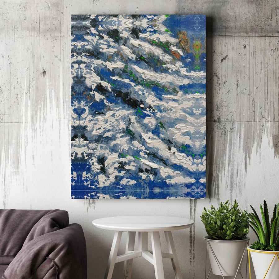 Abstract Blue and White Canvas Wall Art | Textured Impasto Oil Painting Style | Premium 1.25-Inch Gallery Wrap | Modern Home Office Decor