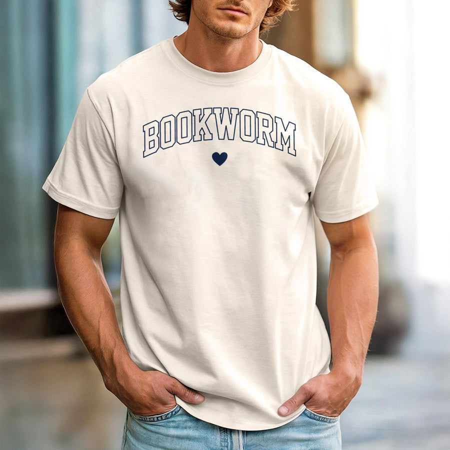 Bookworm T-Shirt | Retro Collegiate Text Graphic Design | 100% Cotton Premium Tee | Reader Book Club Gift for Women