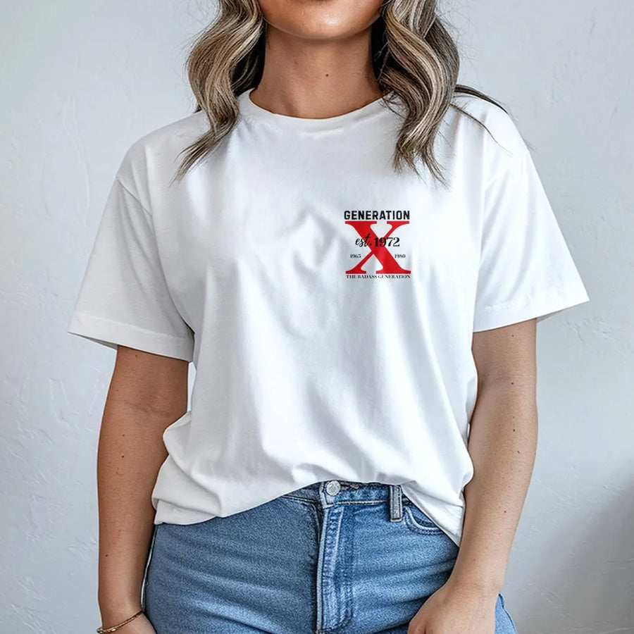 Generation X T-Shirt | Est 1972 The Badass Generation Graphic | Premium Cotton Shirt | Nostalgic Birthday Gift for Gen Xer