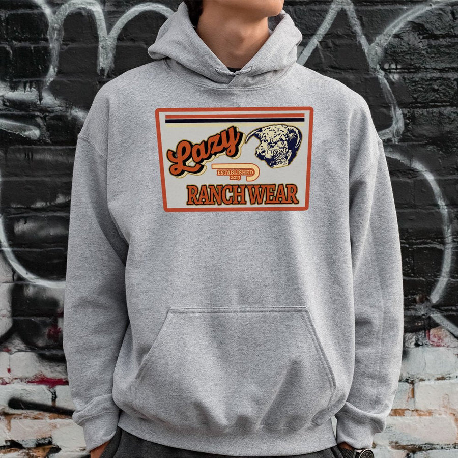 Lazy Ranchwear Hoodie | Retro Western Highland Cow Graphic | Premium Cotton Blend | Unisex Farmhouse Gift For Ranchers