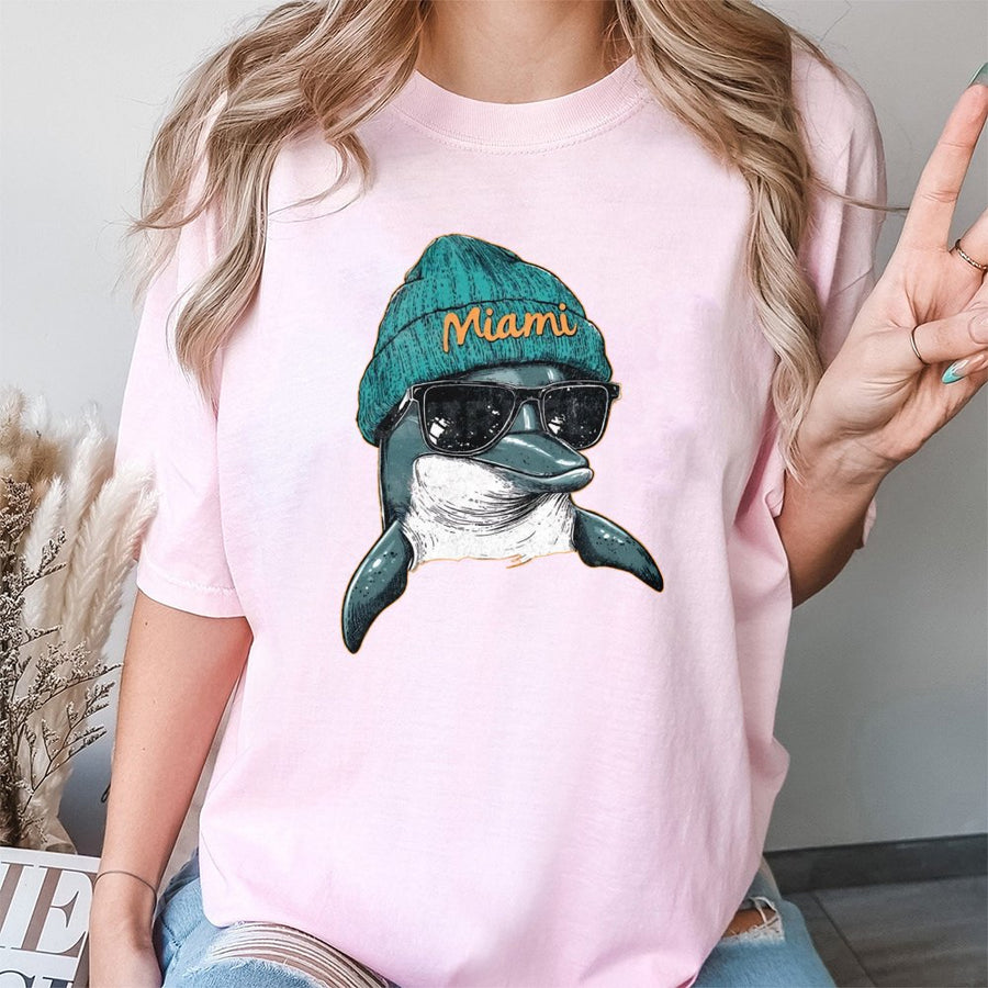 Miami Dolphins Football T-Shirt Miami Mascot Miami Hometown Miami Spirit Animal T-Shirt