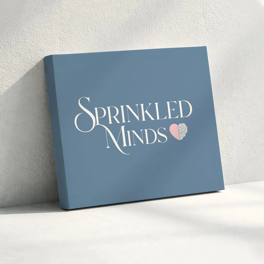 Sprinkled Minds Canvas Print | Minimalist Brain Heart Typography Art | Gallery Quality Framed Wall Decor | Inspirational Mental Health Office Gift
