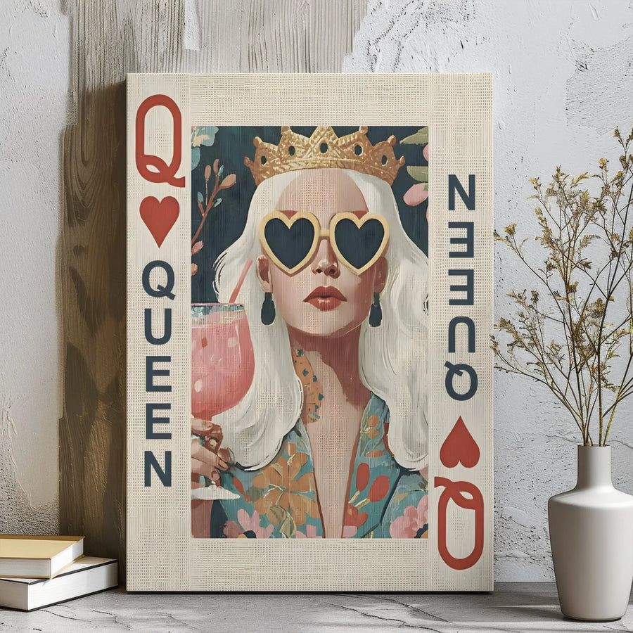 Queen Of Hearts Canvas Print | Modern Playing Card Wall Art | Premium Gallery Wrap Decor | Stylish Gift For Her & Home Office