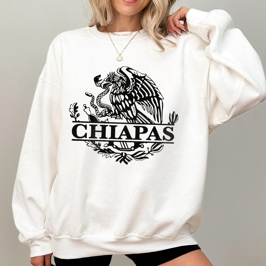 Chiapas Mexico Eagle Sweatshirt | Traditional Mexican Heritage Emblem | Premium Cotton-Blend Fleece | Cultural Pride Gift for Men & Women