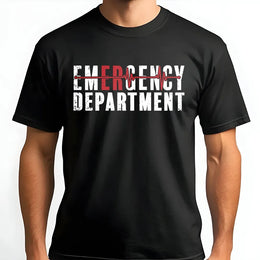 Emergency Department T-Shirt | EKG Heartbeat Line Graphic | Soft Cotton Blend | Patriotic Gift for ER Nurse, RN, Paramedic on 4th of July