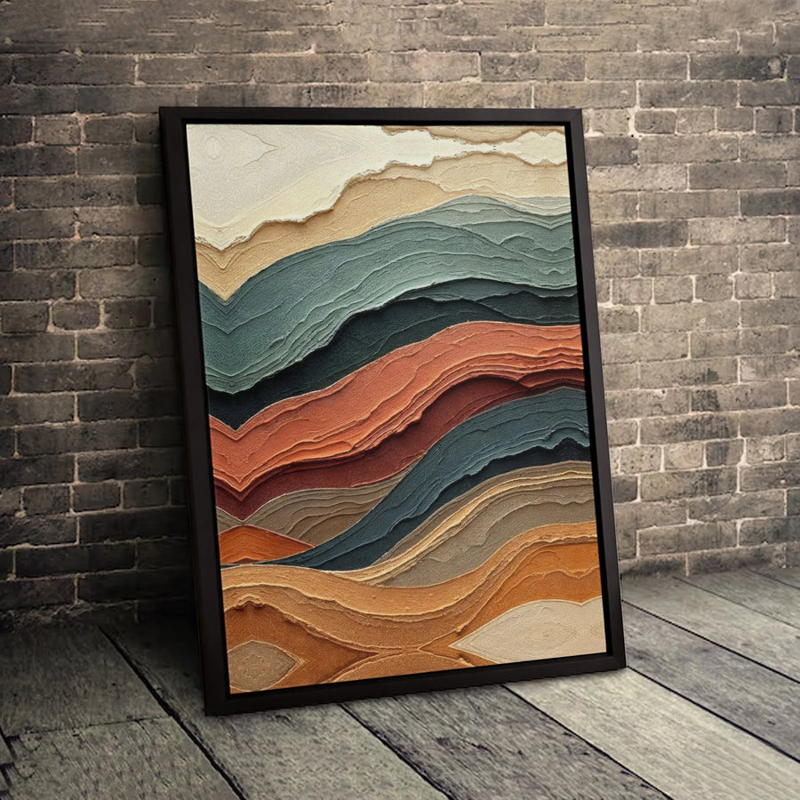 Abstract Earth Tones Wall Art | Wavy Layered Texture Print | Gallery-Quality 1.25" Canvas | Modern Home & Office Decor Gift